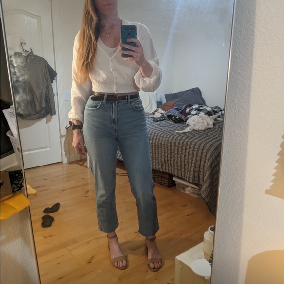 Abercrombie & Fitch Curve Love Ankle Straight Ultra High Rise Jeans Light Wash - Picture 12 of 12